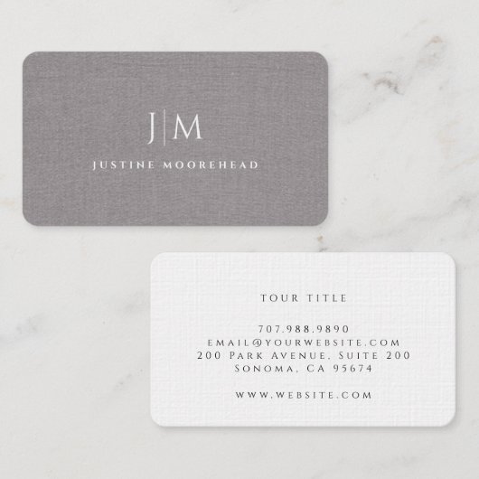 Modern professioneel monogram minimalistisch grijs visitekaartje (Voorkant / Achterkant)