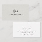 Modern professioneel monogram minimalistisch grijs visitekaartje (Voorkant / Achterkant)