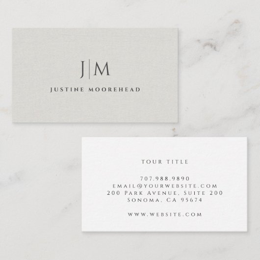 Modern professioneel monogram minimalistisch grijs visitekaartje (Voorkant / Achterkant)