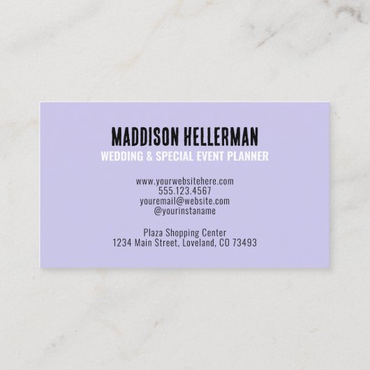 Modern professioneel monogram Paarse Visitekaartje (Achterkant)