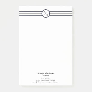 Modern professioneel monogram post-it® notes