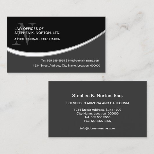 Modern professioneel monogram visitekaartje (Voorkant / Achterkant)