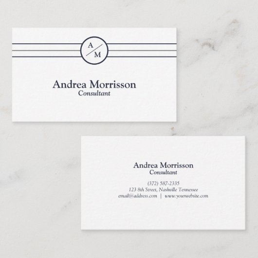 Modern professioneel monogram visitekaartje (Voorkant / Achterkant)