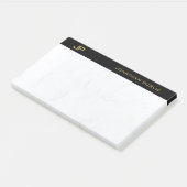 Modern Professioneel Monogram Zwart Goud Eenvoudig Post-it® Notes (Schuin)
