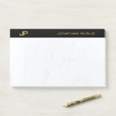 Modern Professioneel Monogram Zwart Goud Eenvoudig Post-it® Notes (Op bureau)