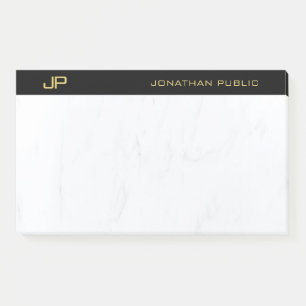 Modern Professioneel Monogram Zwart Goud Eenvoudig Post-it® Notes