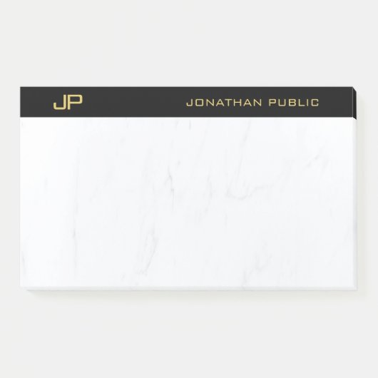 Modern Professioneel Monogram Zwart Goud Eenvoudig Post-it® Notes (Voorkant)