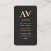 Modern professioneel monogram zwart grijs visitekaartje (Achterkant)