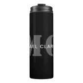 Modern professioneel monogram zwart-wit thermosbeker (Voorkant)