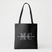 Modern professioneel monogram zwart-wit tote bag (Voorkant)