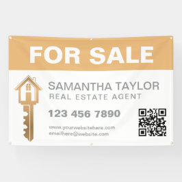 Modern professioneel onroerend goed te koop QR-cod Spandoek