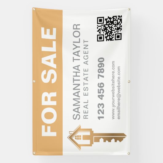 Modern professioneel onroerend goed te koop QR-cod Spandoek (Verticaal)