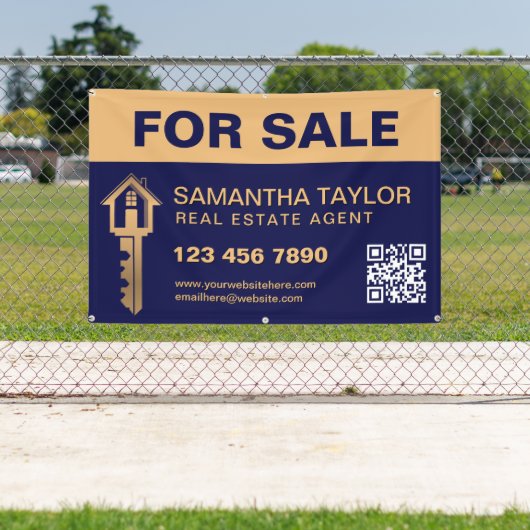 Modern professioneel onroerend goed te koop QR-cod Spandoek (Insitu)