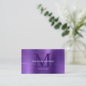Modern professioneel Paars monogram geborsteld met Visitekaartje (Staand voorkant)