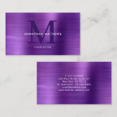 Modern professioneel Paars monogram geborsteld met Visitekaartje (Voorkant / Achterkant)
