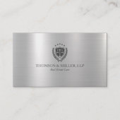 Modern Professioneel Recht Kantoor Metallic Zilver Visitekaartje (Voorkant)