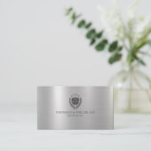 Modern Professioneel Recht Kantoor Metallic Zilver Visitekaartje (Staand voorkant)