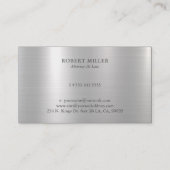 Modern Professioneel Recht Kantoor Metallic Zilver Visitekaartje (Achterkant)
