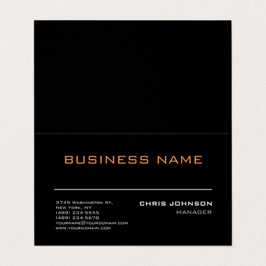 Modern professioneel rijk zwart Visitekaartje (Buitenkant ongevouwen)
