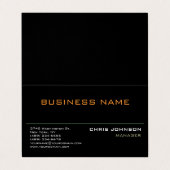 Modern professioneel rijk zwart Visitekaartje (Buitenkant ongevouwen)