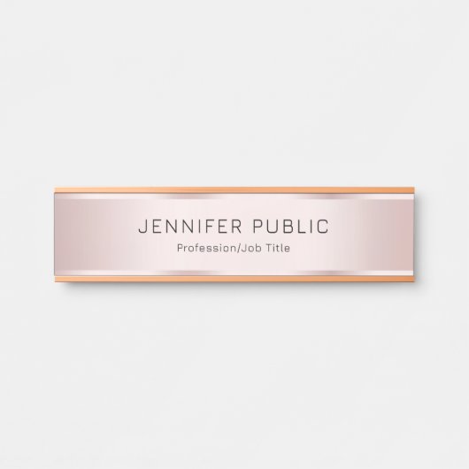 Modern Professioneel Roos Gouden Elegante Sjabloon Deurbordje (Voorkant)