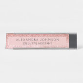 Modern professioneel Roos Gouden Glitter Marmer Bureau Naambordje (Voorkant)