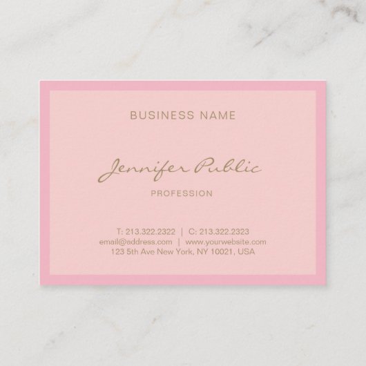 Modern professioneel roze handschrift elegant visitekaartje (Achterkant)