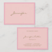 Modern professioneel roze handschrift elegant visitekaartje (Voorkant / Achterkant)