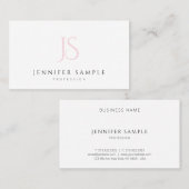 Modern Professioneel Roze Monogram Elegant Eenvoud Visitekaartje (Voorkant / Achterkant)