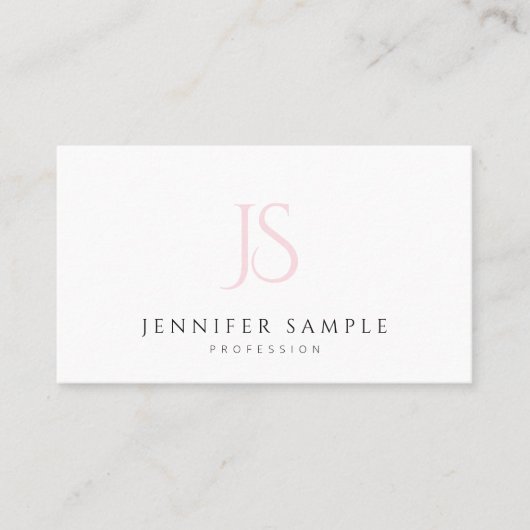 Modern Professioneel Roze Monogram Elegant Eenvoud Visitekaartje (Voorkant)