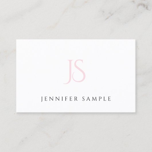 Modern Professioneel Roze Monogram Elegant Eenvoud Visitekaartje (Voorkant)