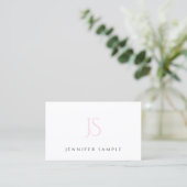 Modern Professioneel Roze Monogram Elegant Eenvoud Visitekaartje (Staand voorkant)