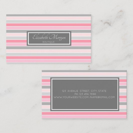 Modern professioneel stijlvol grijs Lijst, stripes Visitekaartje (Voorkant / Achterkant)