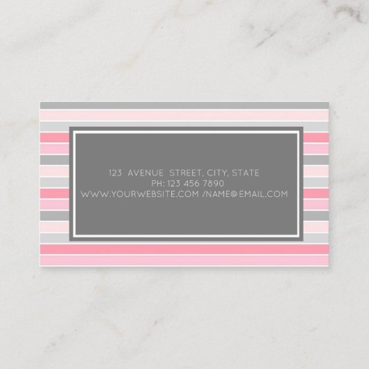 Modern professioneel stijlvol grijs Lijst, stripes Visitekaartje (Achterkant)