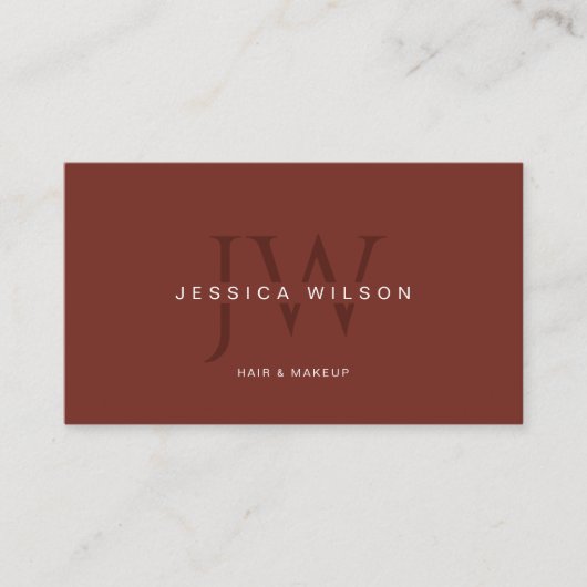 Modern Professioneel Terracotta QR Code Monogram Visitekaartje (Voorkant)