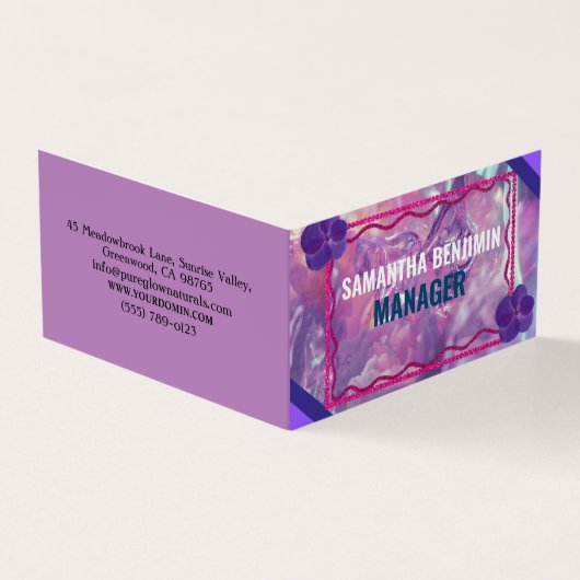 Modern Professioneel Trendy Paarse Roze Stijlvol Visitekaartje (Buitenkant)