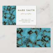 Modern professioneel turquoise stenen goud visitekaartje (Voorkant / Achterkant)