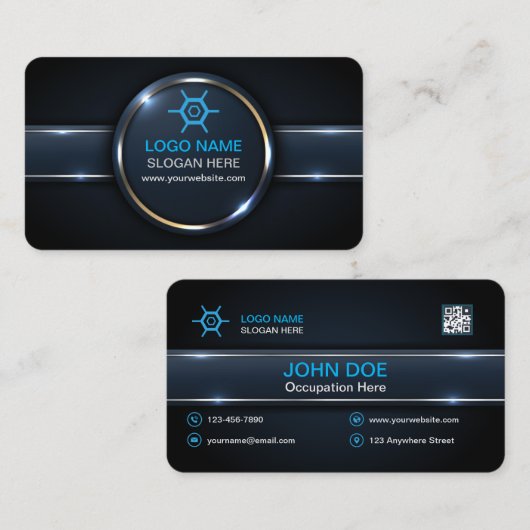 Modern professioneel Visitekaartje met QR-code (Voorkant / Achterkant)