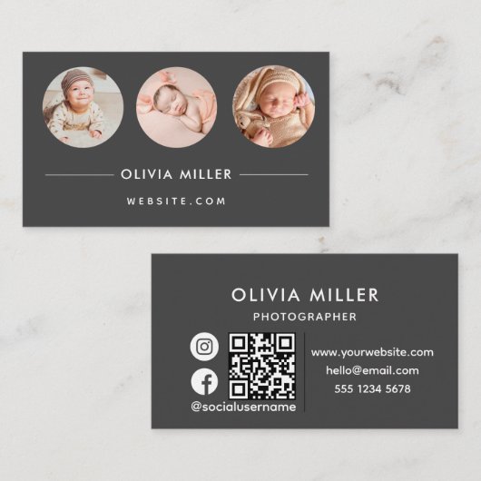 Modern professioneel Visitekaartje met QR-code (Voorkant / Achterkant)