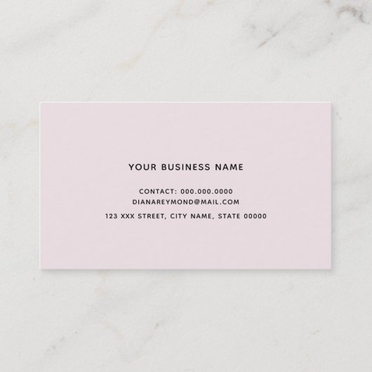 modern professioneel zeer lichtroze en faux goud visitekaartje (Achterkant)