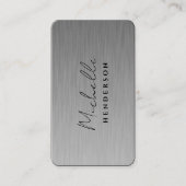 Modern professioneel zilver zwart metallic visitekaartje (Voorkant)