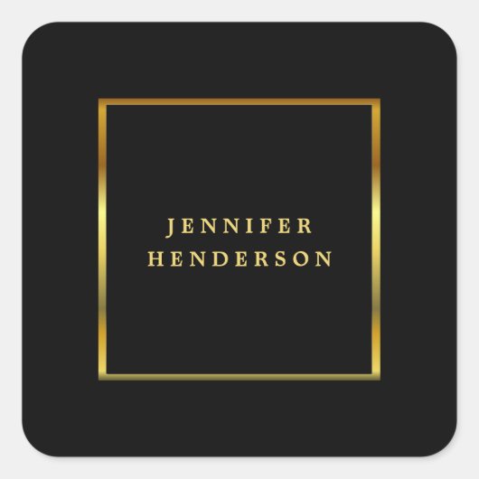 Modern professioneel zwart en goud vierkante sticker (Voorkant)