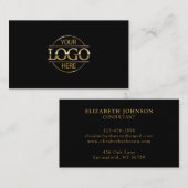 Modern Professioneel Zwart & Goud Bedrijf Logo Visitekaartje (Voorkant / Achterkant)