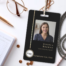 Modern Professioneel Zwart Goud Foto Logo QR code