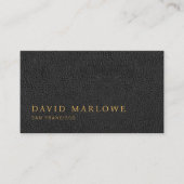 Modern professioneel zwart lederen effect visitekaartje (Voorkant)