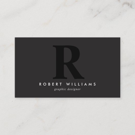 Modern Professioneel Zwart Monogram Initiaal Visitekaartje (Voorkant)