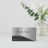 Modern Professioneel Zwart Textured Platina Visitekaartje (Staand voorkant)
