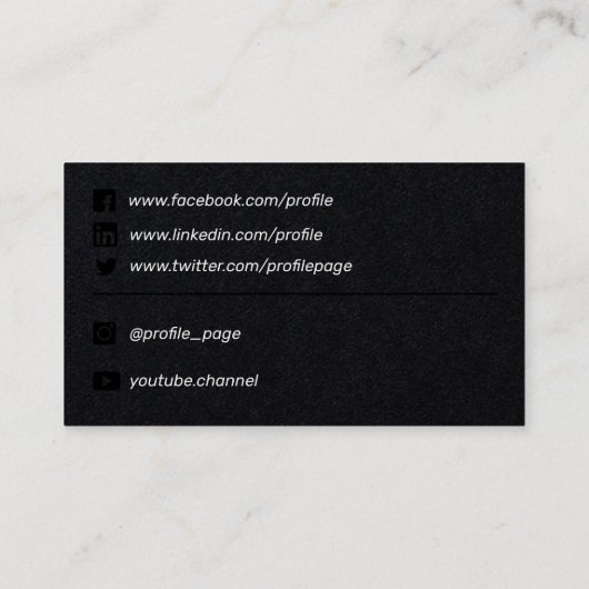Modern professioneel zwart visitekaartje (Achterkant)