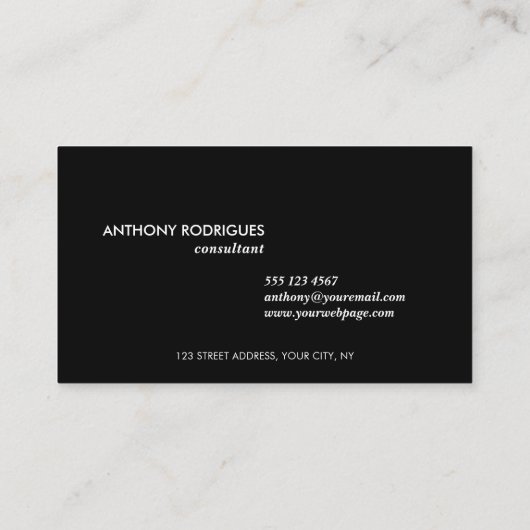 Modern Professioneel Zwart Visitekaartje (Achterkant)