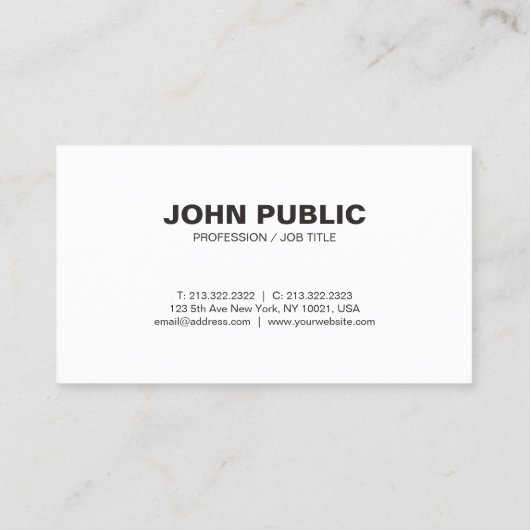 Modern Professioneel Zwart Wit Elegant Clean Visitekaartje (Achterkant)